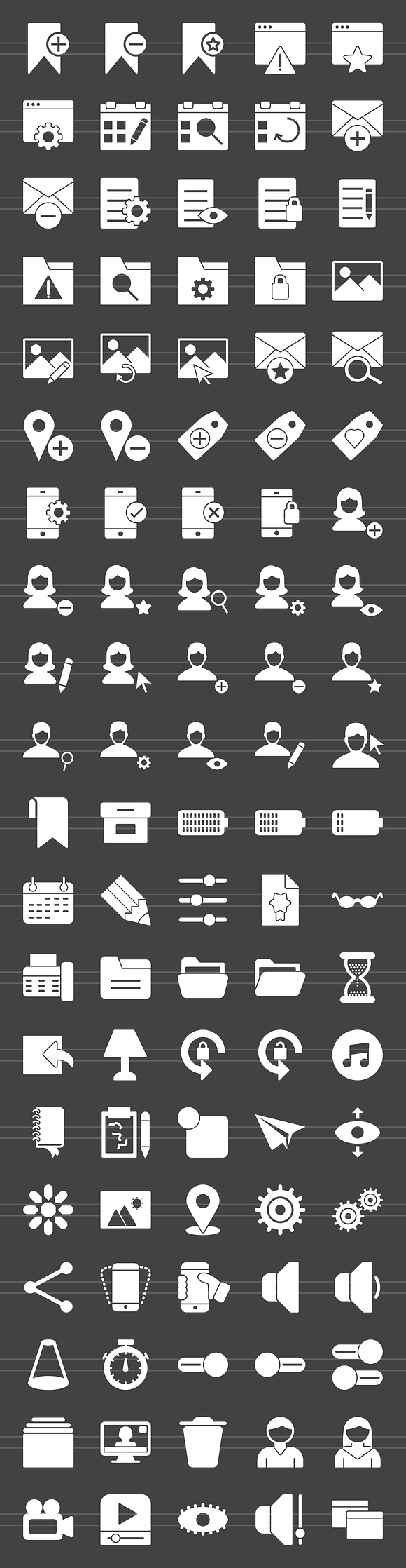 100 App & Web Interface Glyph Icons in Graphics - product preview 1