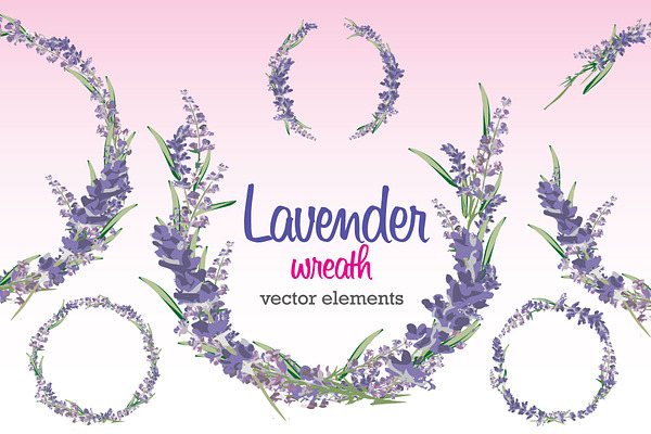 Lavender Wreath Vector Elements