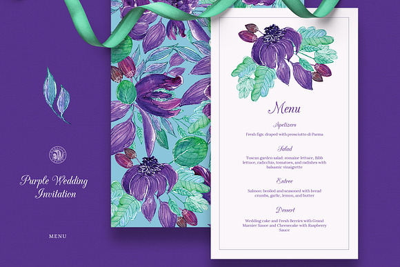 Purple Wedding Invitation Set in Wedding Templates - product preview 2