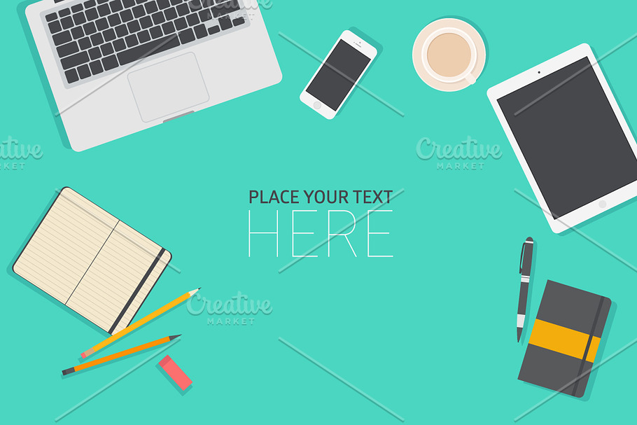 Top view of office workspace in Illustrations - product preview 8