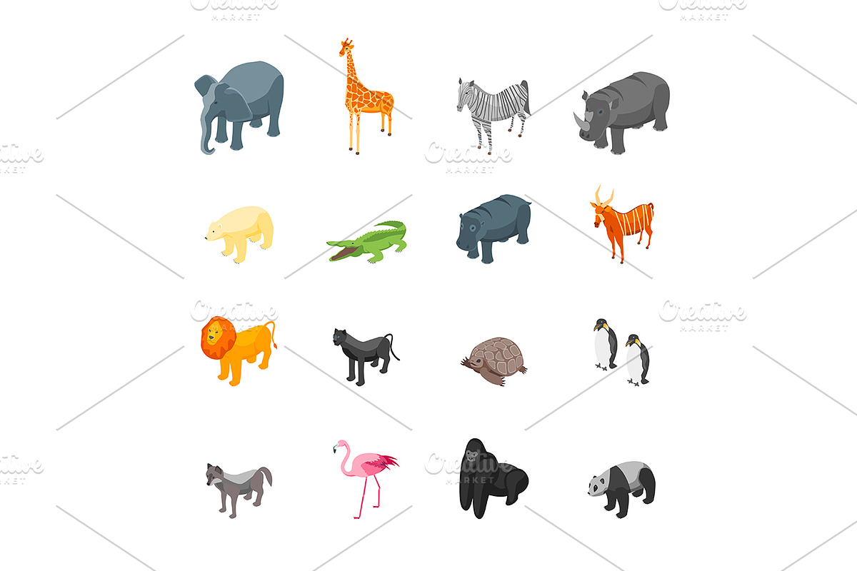 Wild Animals Set Isometric View.  in Illustrations - product preview 8