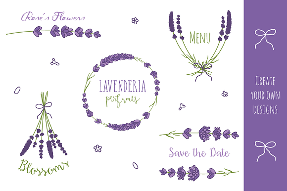 Lavender Branches Clip Art  + Vector in Illustrations - product preview 2