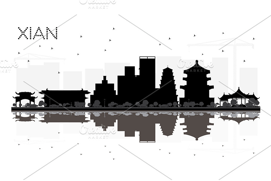 Xian China City skyline  in Illustrations - product preview 8