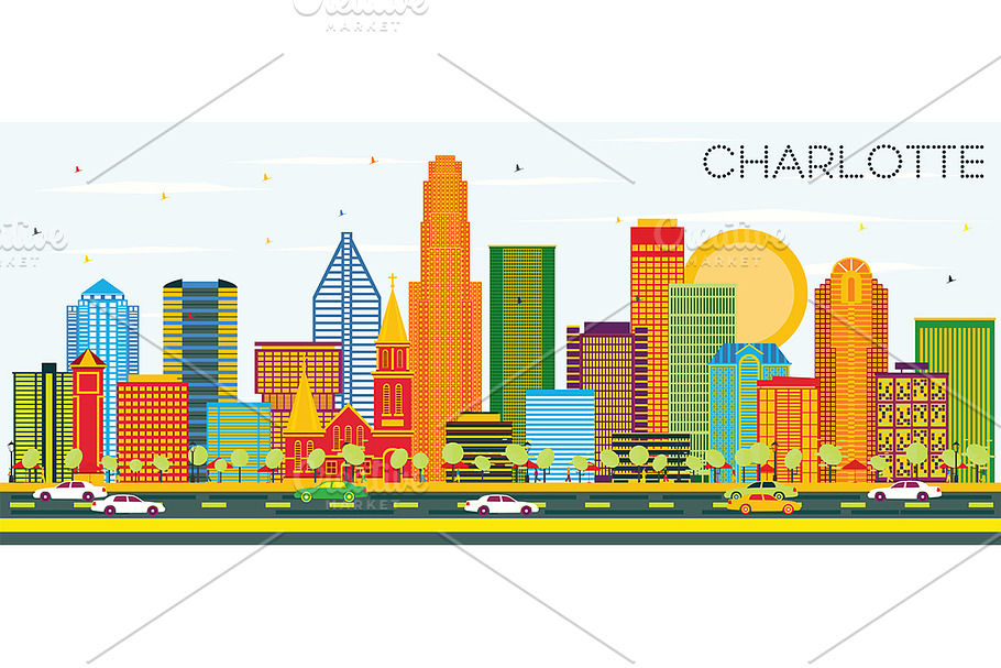 Charlotte North Carolina City  in Illustrations - product preview 8