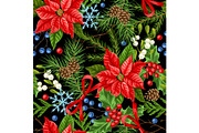 Seamless pattern with winter plants.