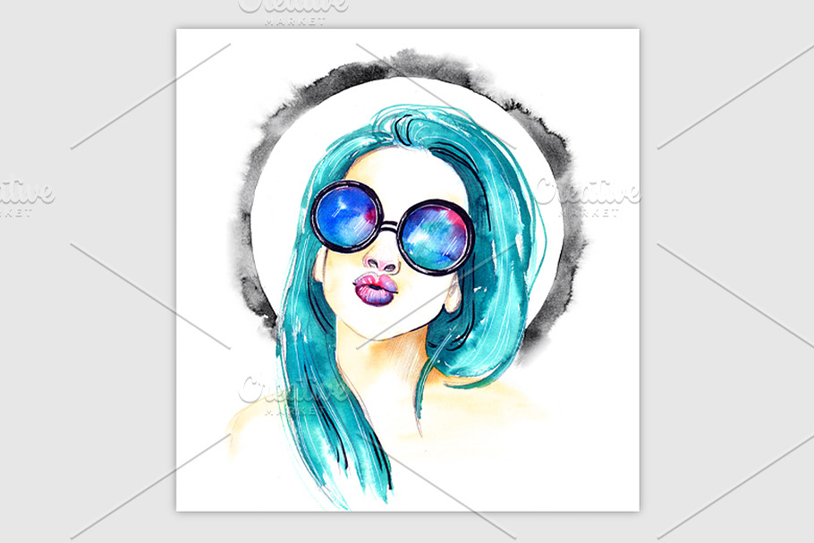 Watercolor fashion girls in Illustrations - product preview 8