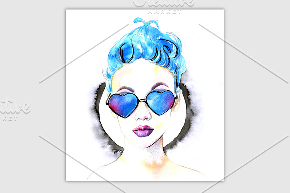 Watercolor fashion girls in Illustrations - product preview 2