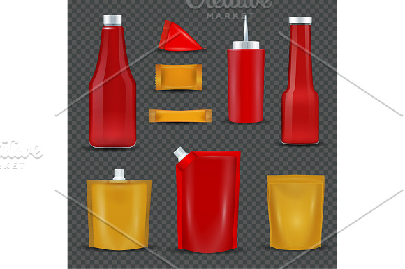 Sale! Sauce Bottles Packaging Set in Objects - product preview 1