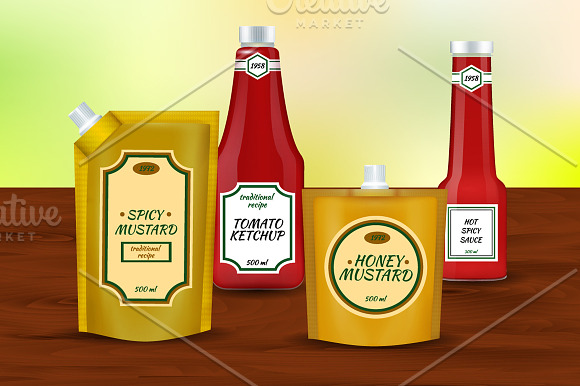 Sale! Sauce Bottles Packaging Set in Objects - product preview 2