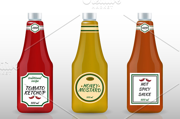 Sale! Sauce Bottles Packaging Set in Objects - product preview 4