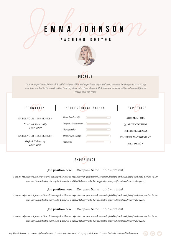 Resume Template "Champs-Élysées" in Resume Templates - product preview 1