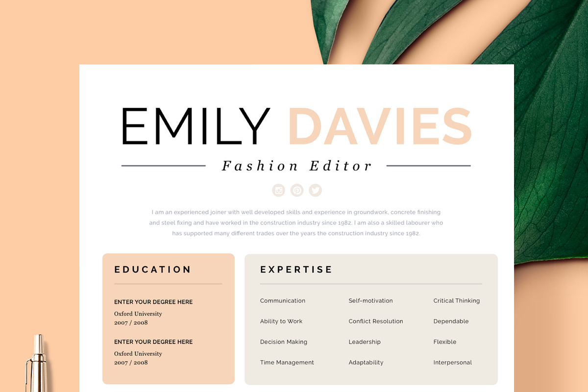 Resume Template 1 page | "Davies" in Resume Templates - product preview 8