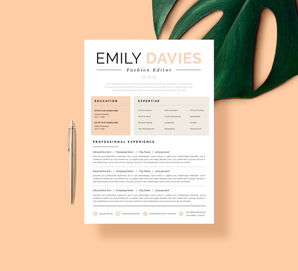 Resume Template 1 page | "Davies" in Resume Templates - product preview 1