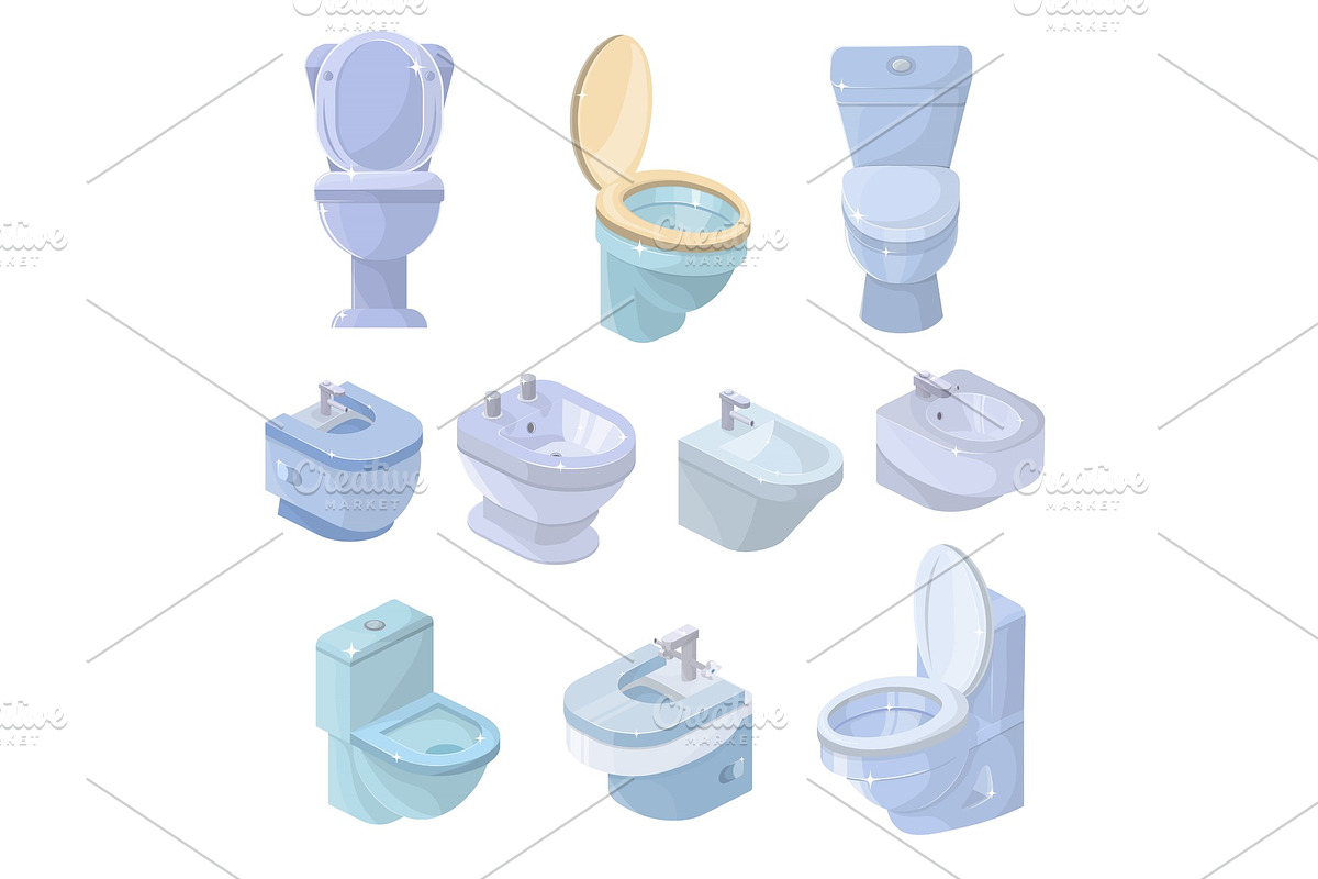 Toilet bowl and seat vector in Objects - product preview 8