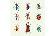 Vector insects icons isolated on