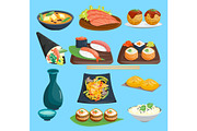 Japane food vector sushi on plate