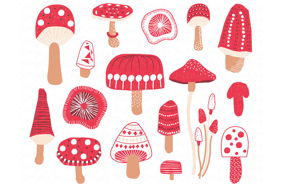 Cute Mushroom or Toadstool Set in Illustrations - product preview 8