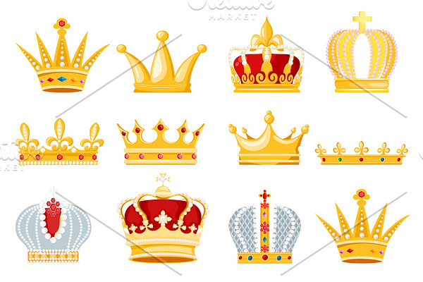 Crown vector golden royal jewelry