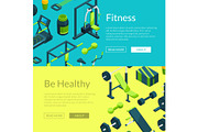 Vector isometric gym banners