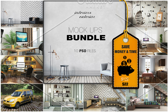 10 Interior & Exterior Mockup Bundle in Product Mockups - product preview 45