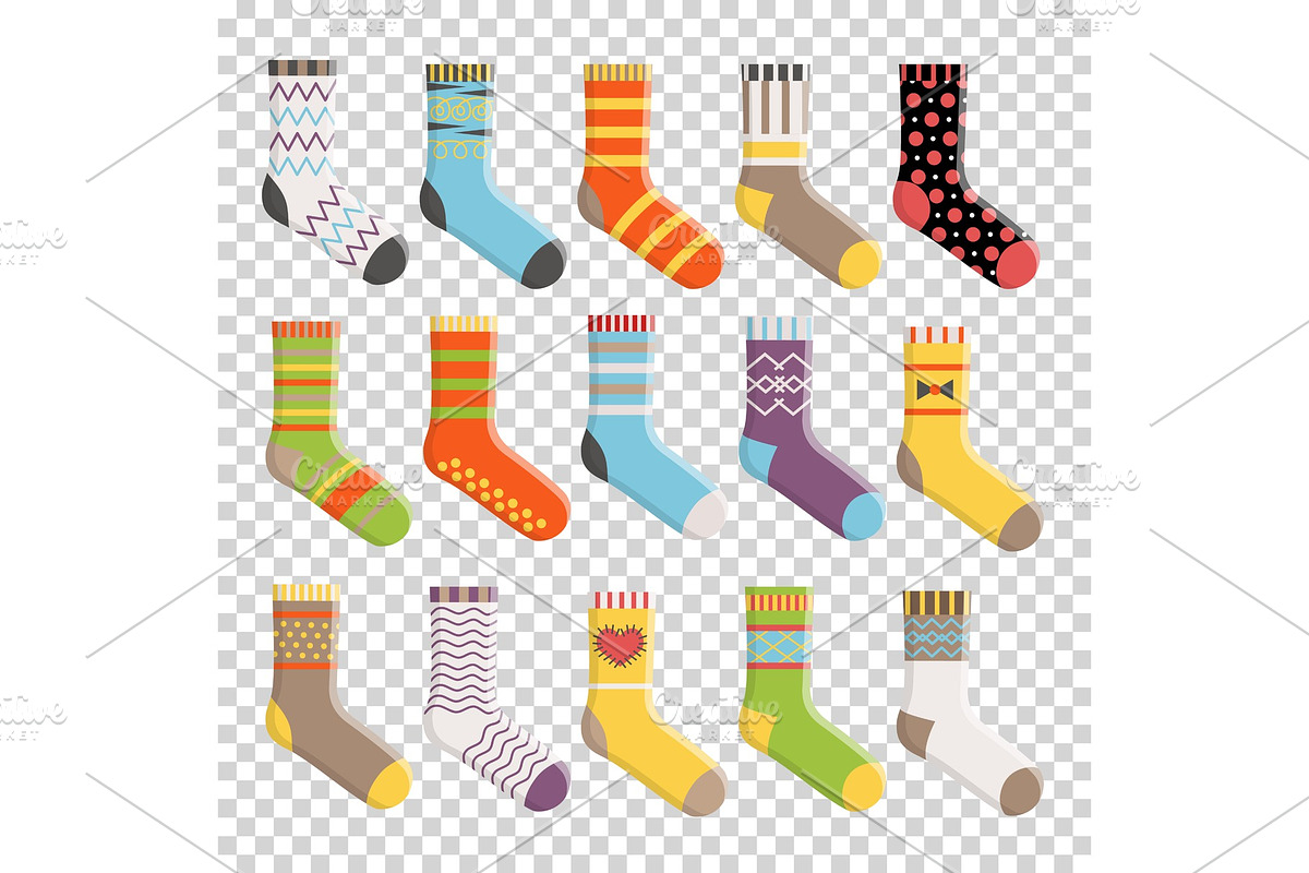 Flat design colorful socks set in Illustrations - product preview 8