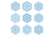 Set of Vector Blue Snowflakes