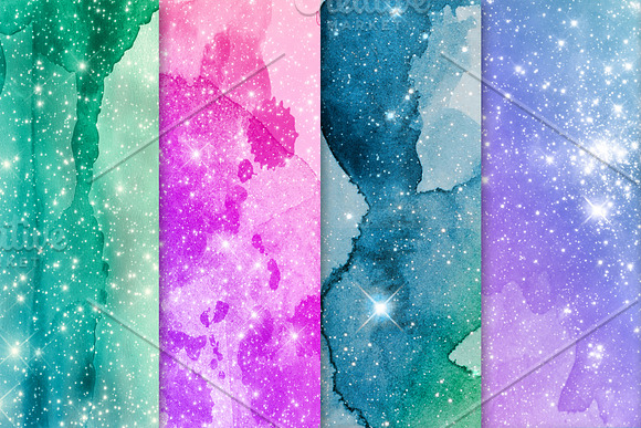 25 Galaxy watercolor background in Textures - product preview 4