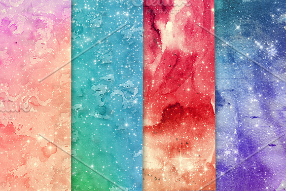 25 Galaxy watercolor background in Textures - product preview 5