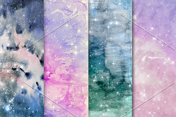 25 Galaxy watercolor background in Textures - product preview 6