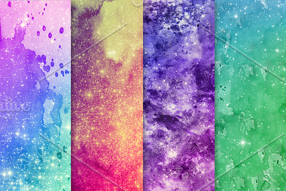 25 Galaxy watercolor background in Textures - product preview 8