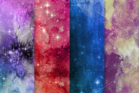 25 Galaxy watercolor background in Textures - product preview 9