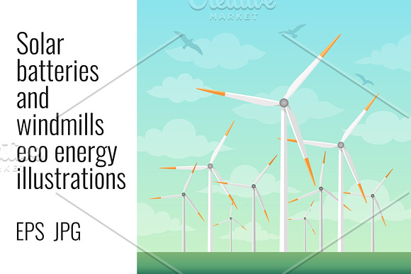 Solar batteries and windmills in Illustrations - product preview 1