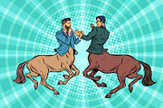 pop art Two centaur businessmen