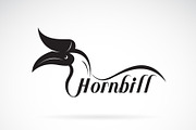 Vector of hornbill is text. Bird.