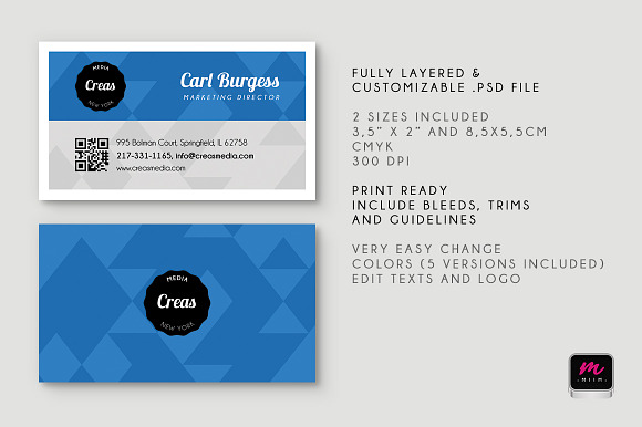 Clean Business Card Template 07 in Business Card Templates - product preview 3