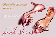 Pink shoes - watercolor prints