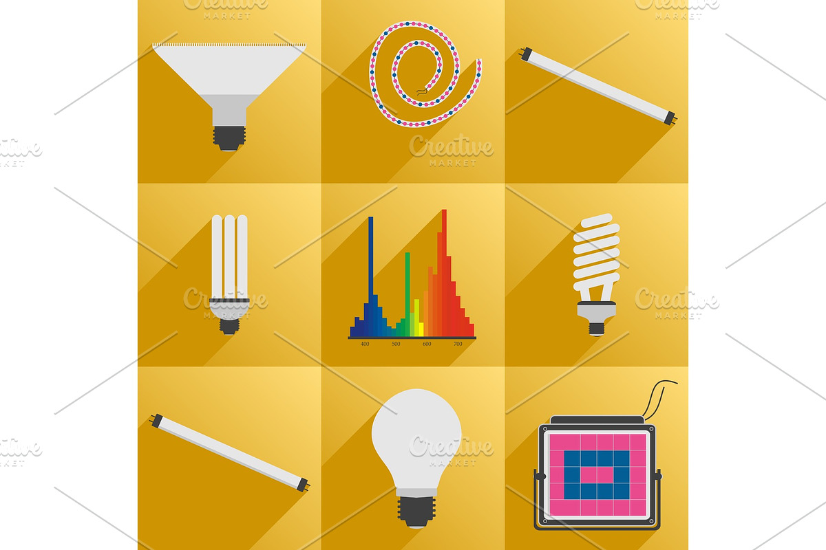 Set icon phyto led equipment light in Illustrations - product preview 8