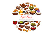 Spices and herbs vector poster