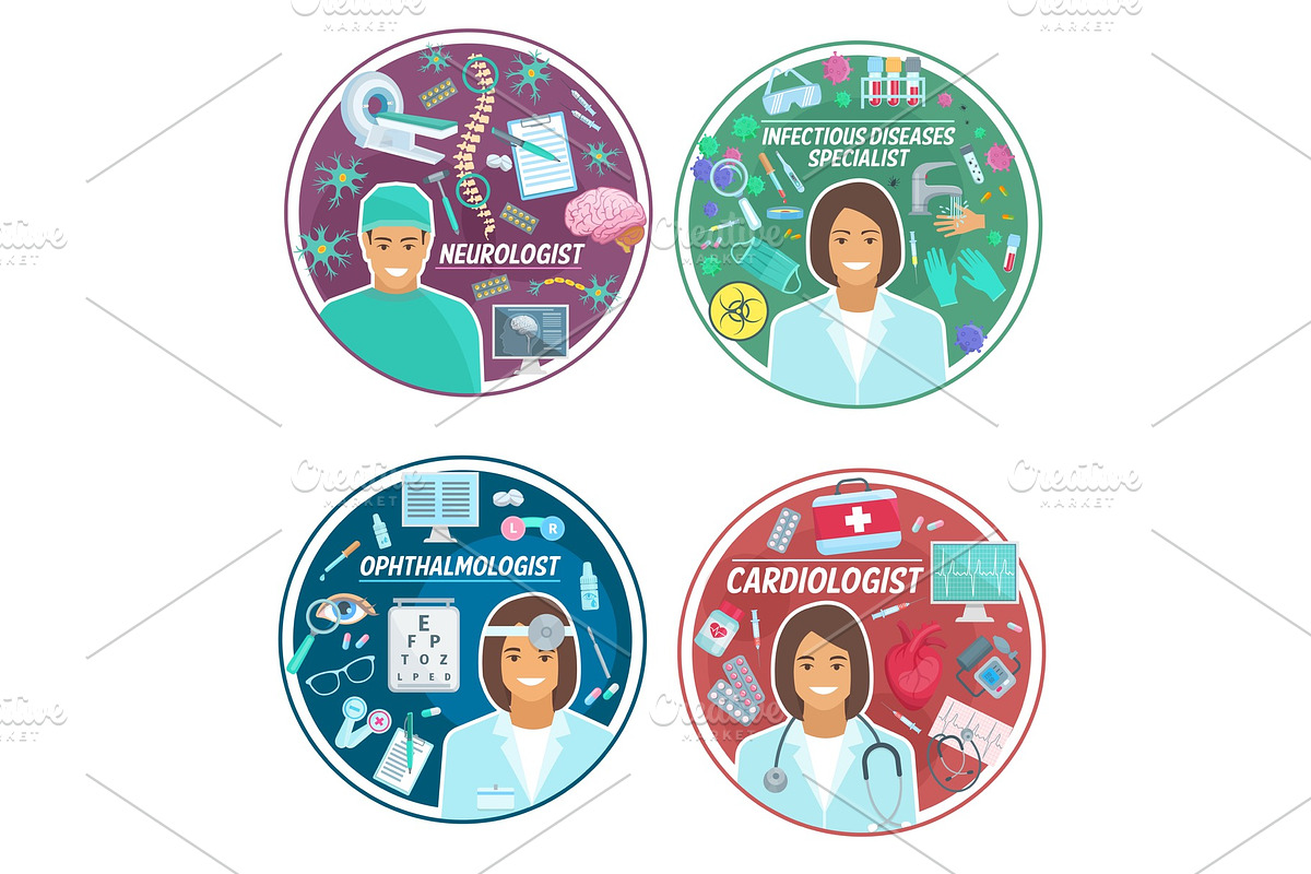 Medical clinic doctors vector icons in Illustrations - product preview 8