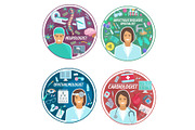 Medical clinic doctors vector icons