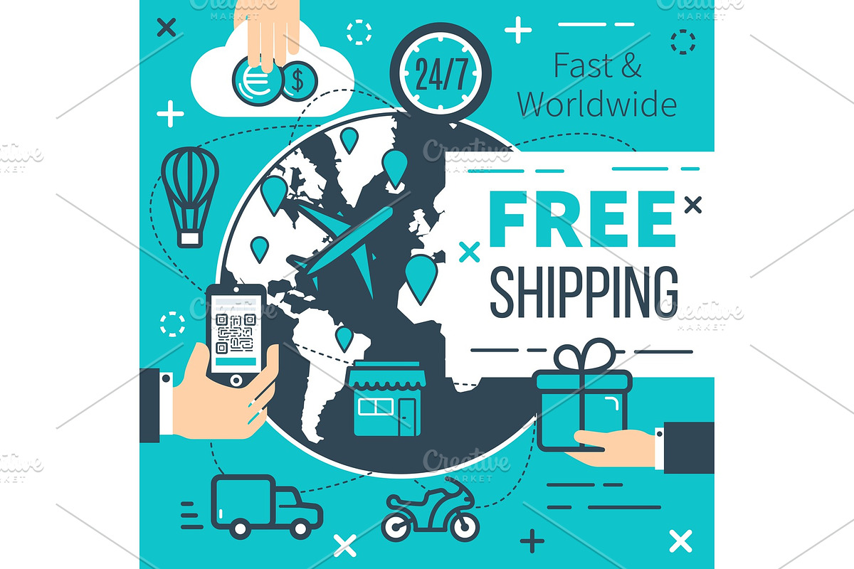 Free shipping delivery vector poster in Illustrations - product preview 8