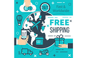 Free shipping delivery vector poster