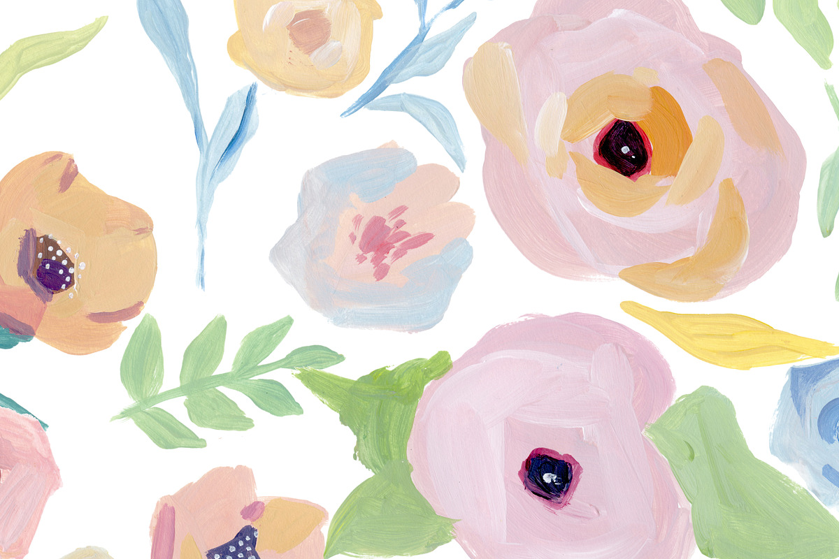 Hand painted peony flowers & leaves in Illustrations - product preview 8