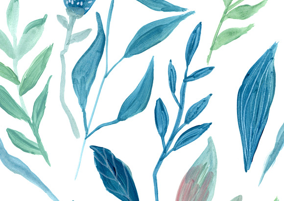 Hand painted peony flowers & leaves in Illustrations - product preview 6
