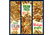 Vector Italian pasta sketch banners