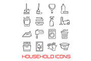 Household icons vector thin line art