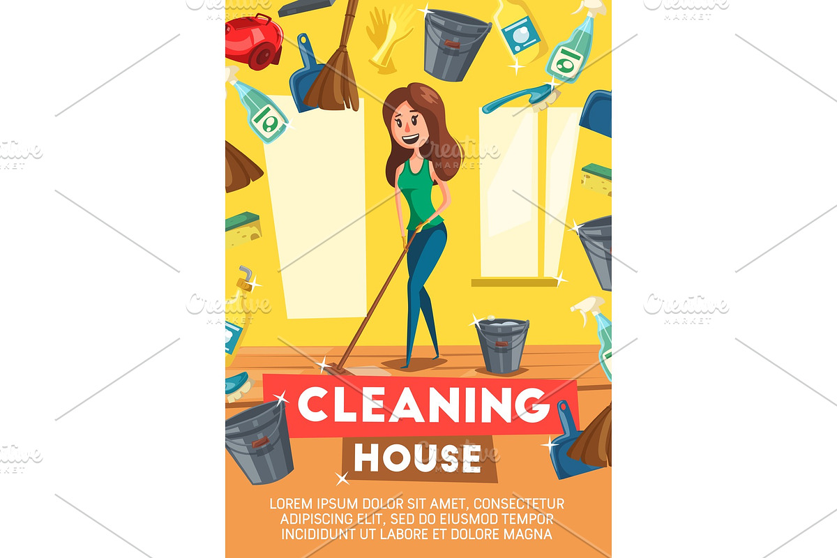 Cleaning house service vector poster in Illustrations - product preview 8