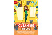 Cleaning house service vector poster
