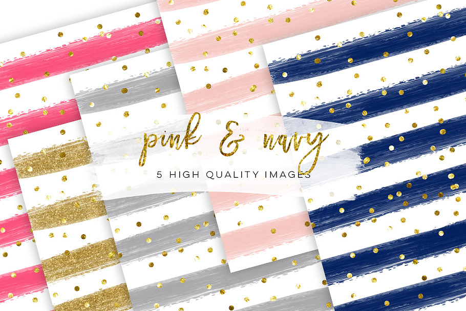 Navy Blush Rose Gold paper in Illustrations - product preview 8