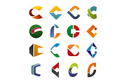 Abstract vector letter C icons